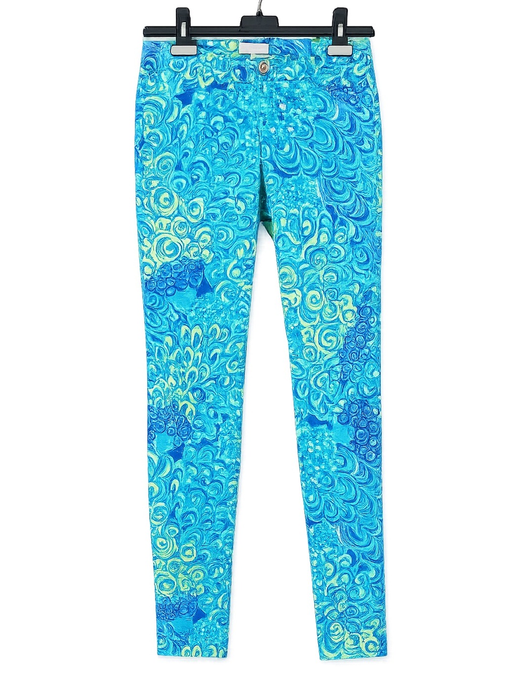 Lilly Pulitzer Kelly Blue & Green Swirl Print Skinny Ankle Pants Size 0